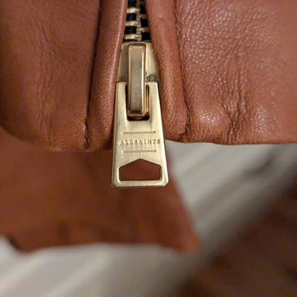All Saints Dalby Leather Jacket Cognac Brown - Picture 5 of 7